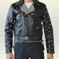 Men Stylish Metal Studs Biker Fashion Handmade Black Leather Jacket in all Sizes