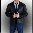 Men Official Casual  Handmade Genuine Blue Leather Blazer Coat S-5XL