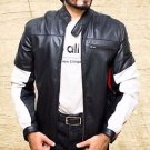 Men Biker Handmade Cow Leather Jacket Black size Small-4XL