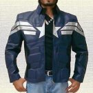 Captain America Winter Soldier Biker Blue Leather Jacket size Small-4XL Men