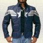 Captain America Winter Soldier Biker Blue Leather Jacket size Small-4XL Men