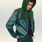 Stephen Amell Green Arrow Handmade Hoodie Leather Jacket Men Sizes Small-5XL