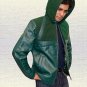 Stephen Amell Green Arrow Handmade Hoodie Leather Jacket Men Sizes Small-5XL
