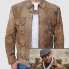 Expendables 2 Jason Statham  Handmade Genuine Goat Leather Jacket S-5XL Brown
