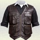 Chris Pratt Jurassic World Handmade Brown Real Leather Vest New Sizes