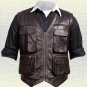 Chris Pratt Jurassic World Handmade Brown Real Leather Vest New Sizes