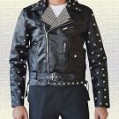 Stylish Metal Studs Biker Fashion Handmade Men Black Leather Jacket in all Sizes