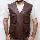 Chris Pratt Jurassic World Handmade Brown Synthetic Leather Vest Size Small -5XL