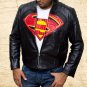 Batman Vs Superman Dawn of Justice logo Handmade Black Sheep Leather Jacket
