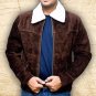 Walking Dead Rick Grimes Handmade Suede Leather Jacket Small-5XL Brown