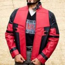 Deadpool Synthetic Leather Jacket Red and Black  Handmade Red Leather all sizes