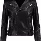 Ladies Handmade Metal Studs Original Sheep Leather Jacket Black all Sizes