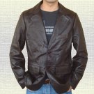 Men Official Casual  Handmade Genuine Brown / Black Leather Blazer Coat S-5XL