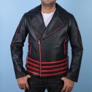 Men Fashion Bikers Genuine Sheep Leather Jacket
