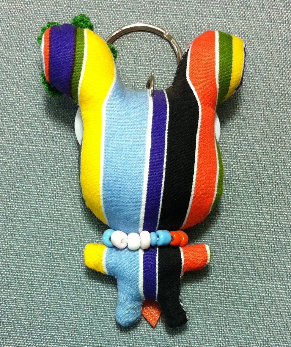 Funky Rabbit Animal Stripes Vintage Fabric Doll Funny Keyring Keychain