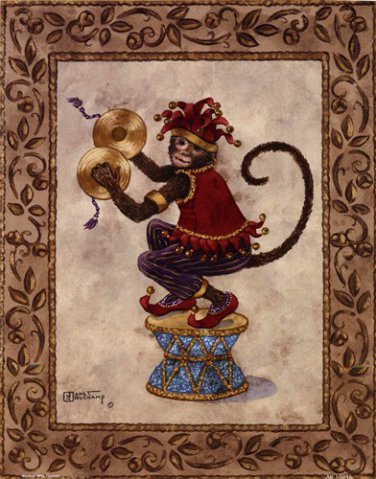 Monkey With Cymbals by Janet Kruskamp 9x11 Art Print Poster 160076