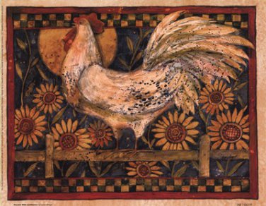 Rooster With Sunflowers by Susan Winget 10x8 Art Print Poster 125571
