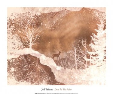 Deer In The Mist by Jeff Friesen 16x13.250 Art Print Poster 914771