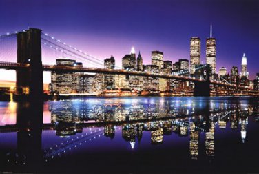 Brooklyn Bridge - Color by  Unknown 36x24 Art Print Poster 696091