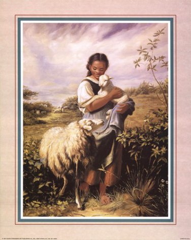 Tending The Sheep by  Unknown 16x20 Art Print Poster 495714