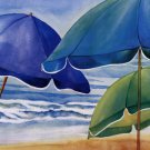 Seaside Umbrellas by Kathleen Denis 20x16 Art Print Poster 425218