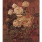 Peach Roses on Red II-9x12 by Danhui Nai 9x12 Art Print Poster 167040
