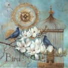 Blue Birds and Magnolia by Elaine Vollherbst-Lane 12x12 Art Print Poster 826375