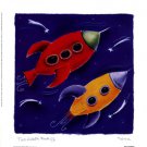 Two Rockets Blast Off by Dona Turner 8.5x8.5 Art Print Poster 755585