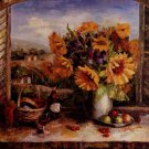 Sunflowers With Fruit And Wine II by R. Hong 20x20 Art Print Poster 751679