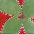 Green Flower With Orange Background by Miriam Bedia 7x7 Art Print Poster 255558