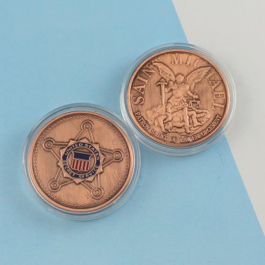 Challenge Coin USSS Secret Service SAINT MICHAEL copper PLATED 1 1/2 inch