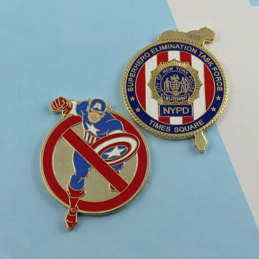Challenge Coin New York Police NYPD CAPTAIN AMERICA TIMES SQUARE