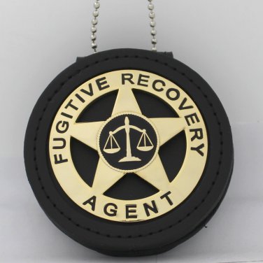 Fugitive Recovery Agent Metal BADGE 2 1/4 inch & Holder