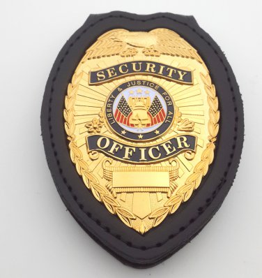 LawPro Deluxe Security Officer Badge 3 INCH TALL & Holder