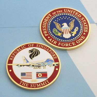 Challenge Coin Donald Trump Air Force One 1 The Summit Singapore DPRK