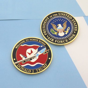 Challenge Coin Donald Trump Airforce One 1 Dmz Korea DPRK