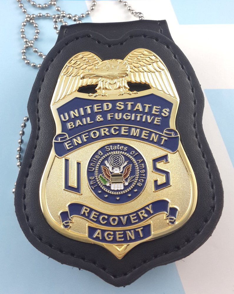 Bail & Fugitive Enforcement Recovery Agent Badge Metal 2 3/4 Inch Blue