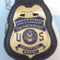 Bail & Fugitive Enforcement Recovery Agent Badge Metal 2 3/4 Inch Blue & Leather Holder