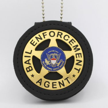 Bail Enforcement Agent Metal Badge 2 1/4 Inch & Holder
