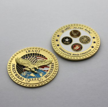 Challenge Coin Operation Iraqi Freedom 2009 3D Eagle