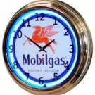 17" Neon Wall Clock- Mobilgas Pegasus
