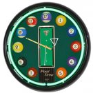 16" Neon Wall Clock- Billiards Pool Time