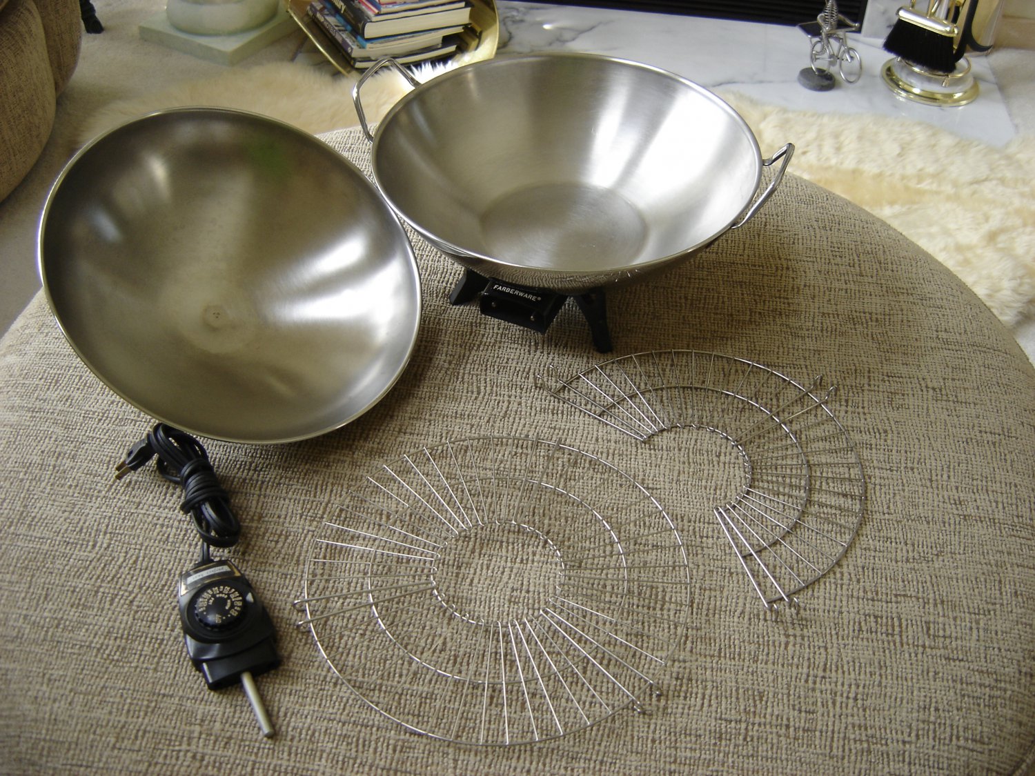 FARBERWARE MODEL 303 ELECTRIC WOK with TEMPURA RACK & MORE STAINLESS