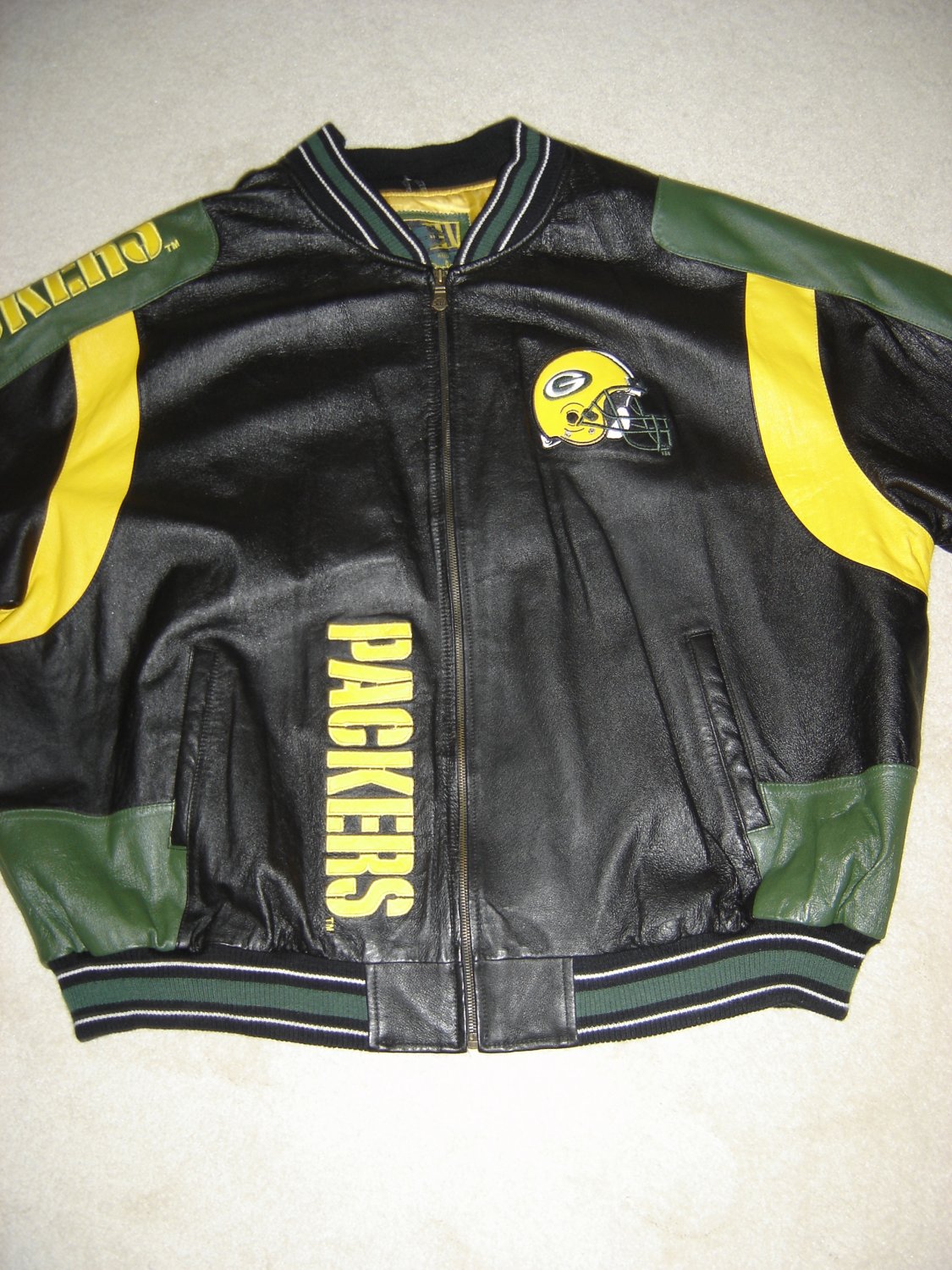 NFL GREEN BAY PACKERS LEATHER JACKET GLOBAL IDENTITY GIII CARL BANKS