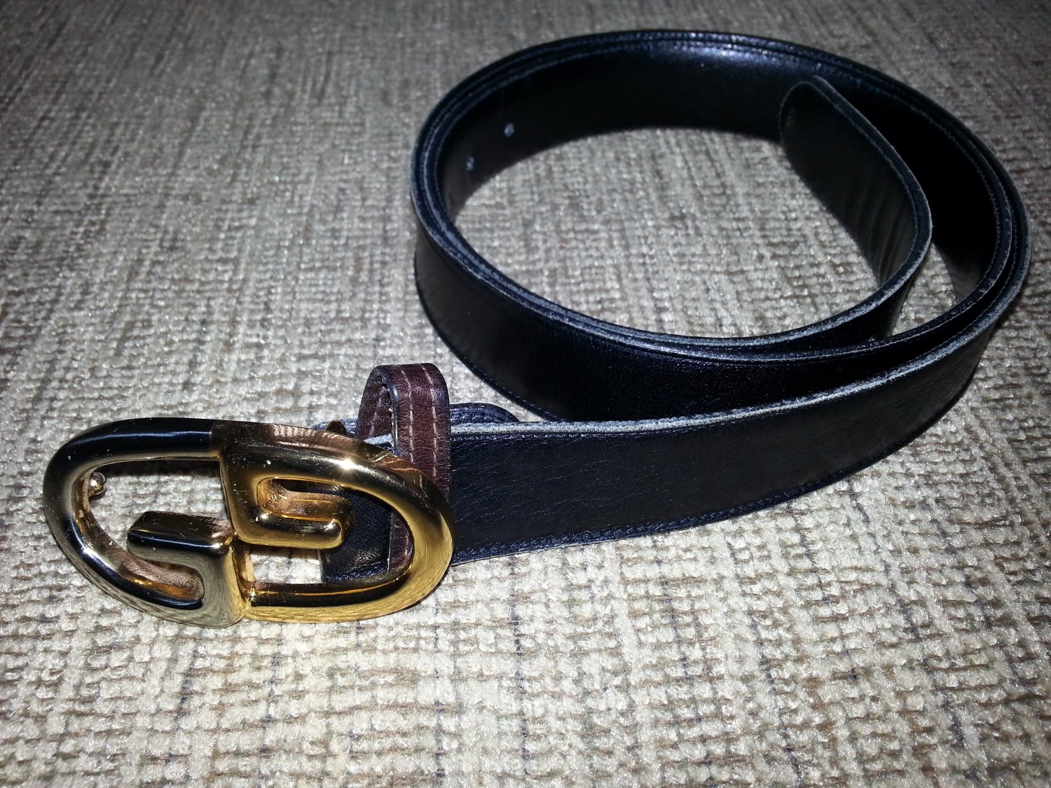 Gucci Men&#39;s Brown Leather Belt with Two-Tone GG Buckle - SIZE L/XL - VINTAGE - AUTHENTIC!