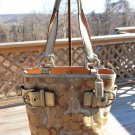 Coach Small Optic Signature C Metallic Leather Tote Bag Purse Style No. MO5S-498!