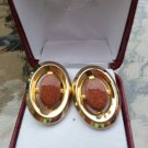 Vintage Goldstone Oval Cufflinks with Bullet Back posts - Gold Clad Setting!