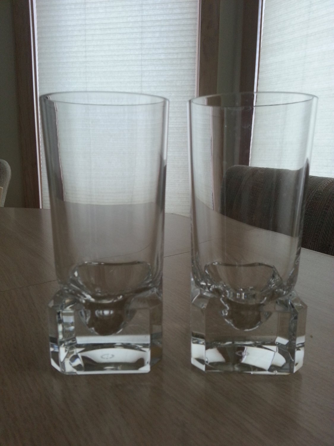Villeroy & Boch 24 Crystal Mercury Beer Glasses/Tumblersweighted squared baseVERY UNUSUAL!!