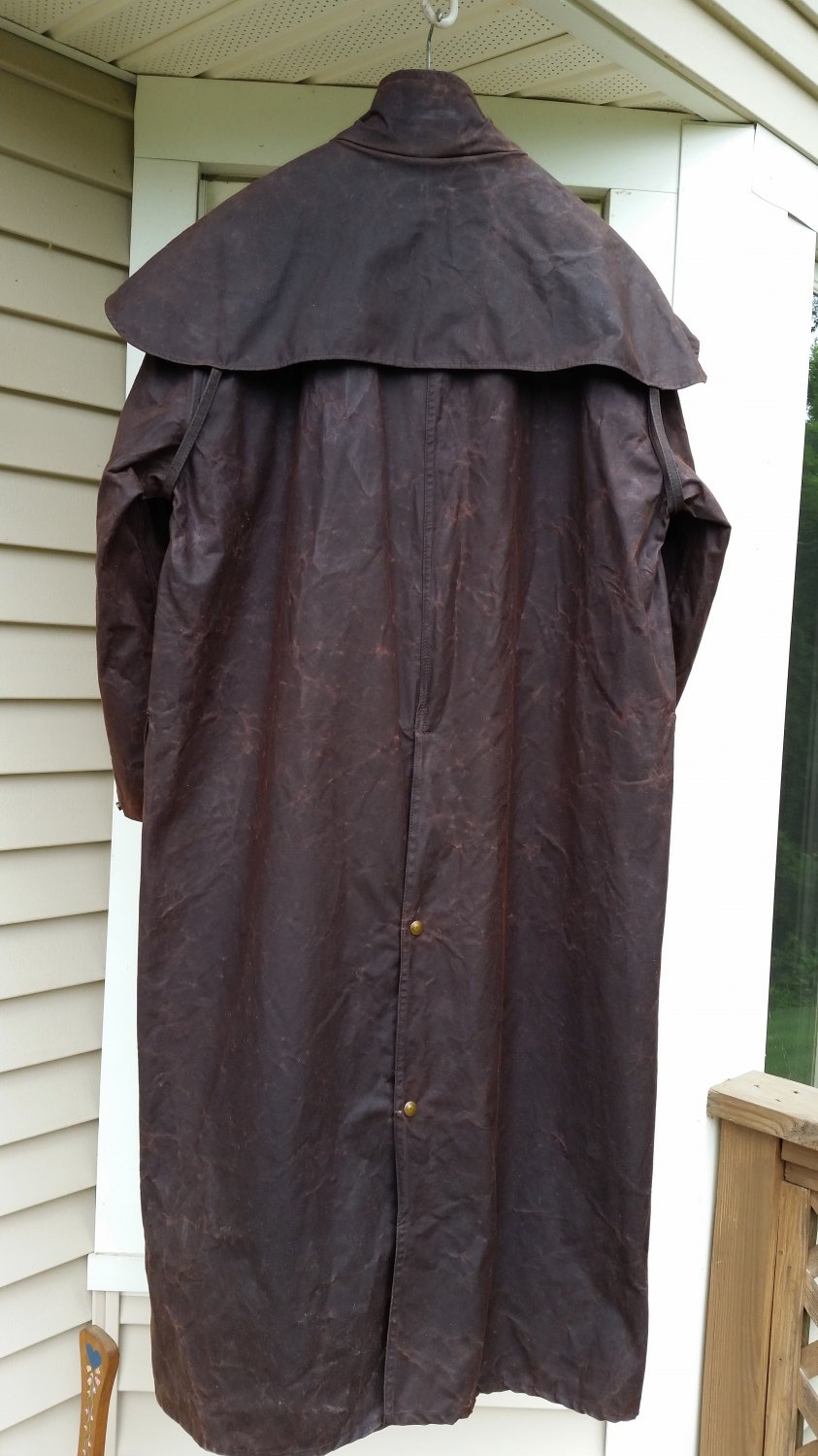 VINTAGE JACKEROOS MEN'S DUSTER OILCLOTH OILSKIN COAT WORKING COWBOY