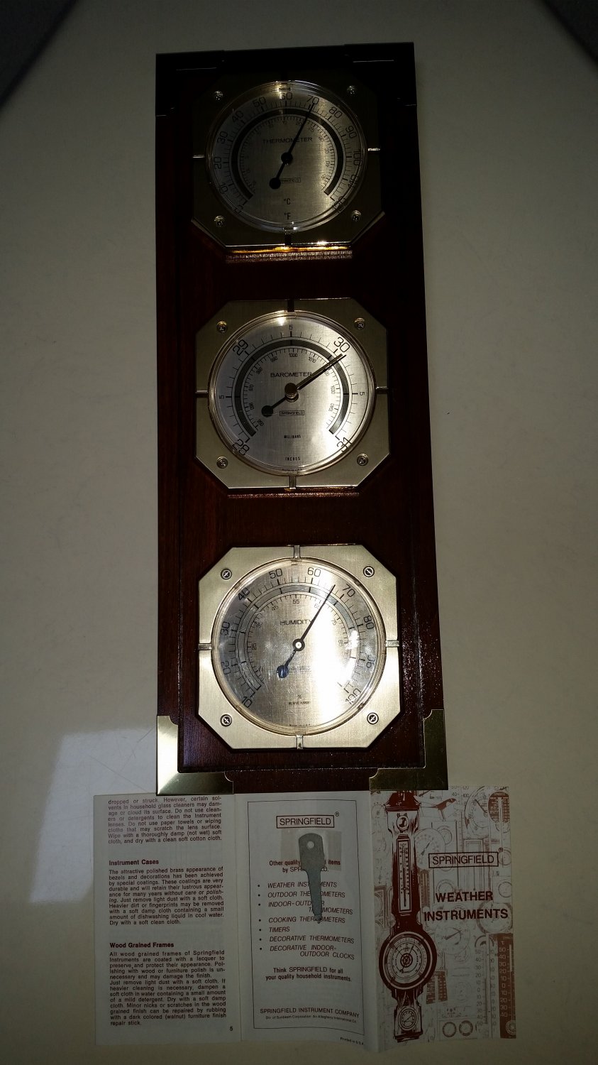 Vintage Springfield Instrument Co.Humidity Meter,Barometer,Thermometer